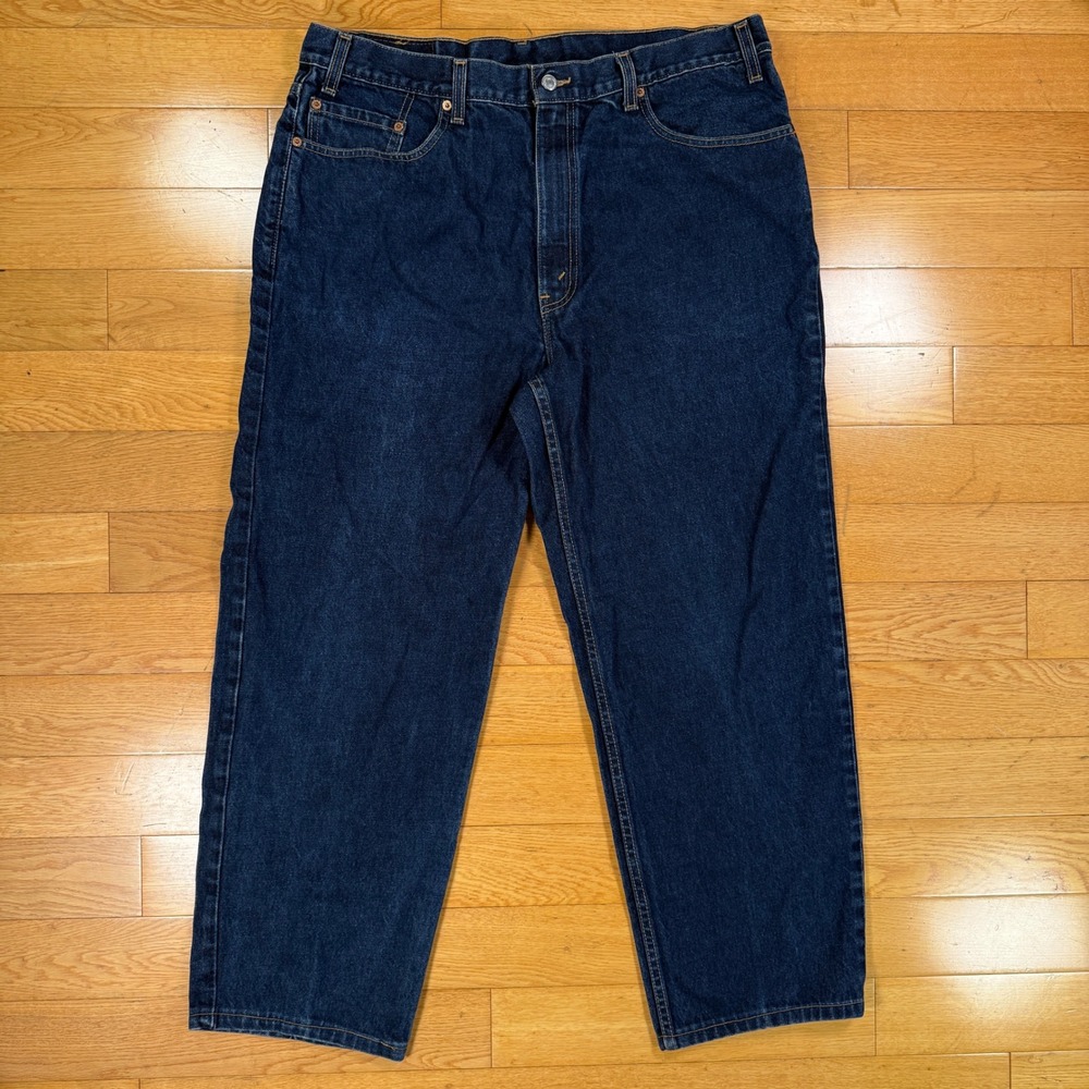 Vintage Levis 550 Relaxed Fit Jeans Dark Wash Indigo USA Made Mens 38x28